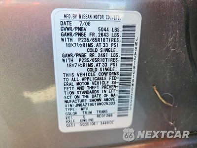 Zdjęcie 13 z 13 samochodu: 2009 NISSAN MURANO VIN:JN8AZ18U19W025303 - miniatura