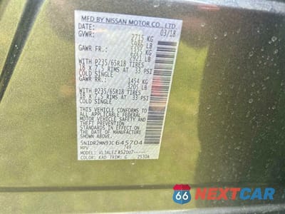Zdjęcie 10 z 14 samochodu: 2018 NISSAN PATHFINDER SV VIN:5N1DR2MN9JC645704 - miniatura