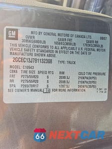 Zdjęcie 12 z 12 samochodu: 2008 CHEVROLET SILVERADO C1500 VIN:2GCEC13J781132308 - miniatura