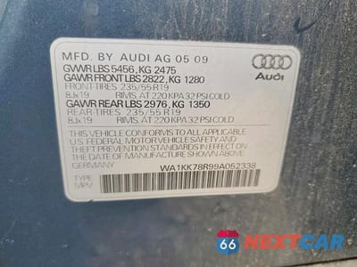 Zdjęcie 13 z 13 samochodu: 2009 AUDI Q5 3.2 VIN:WA1KK78R99A052338 - miniatura