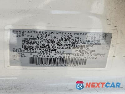 Zdjęcie 13 z 13 samochodu: 2019 NISSAN VERSA SV VIN:3N1CN7AP3KL819581 - miniatura