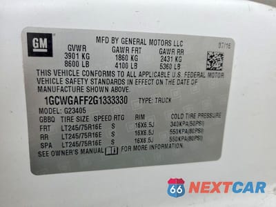 Zdjęcie 14 z 14 samochodu: 2016 CHEVROLET EXPRESS G2500 VIN:1GCWGAFF2G1333330 - miniatura