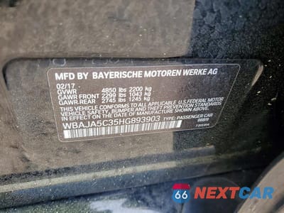 Zdjęcie 13 z 13 samochodu: 2017 BMW 530 I VIN:WBAJA5C35HG893903 - miniatura
