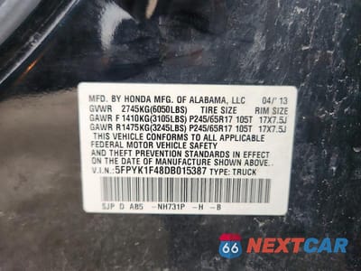 Zdjęcie 13 z 13 samochodu: 2013 HONDA RIDGELINE RTS VIN:5FPYK1F48DB015387 - miniatura