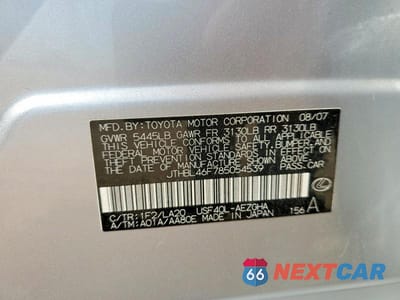 Zdjęcie 12 z 12 samochodu: 2008 LEXUS LS 460 VIN:JTHBL46F785054539 - miniatura