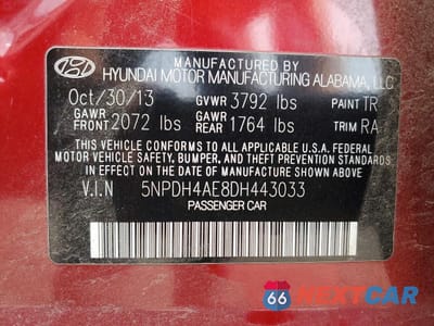 Zdjęcie 12 z 12 samochodu: 2013 HYUNDAI ELANTRA GLS VIN:5NPDH4AE8DH443033 - miniatura