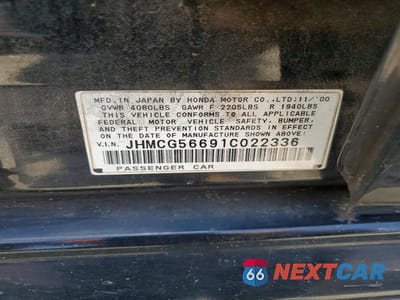 Zdjęcie 12 z 12 samochodu: 2001 HONDA ACCORD EX VIN:JHMCG56691C022336 - miniatura