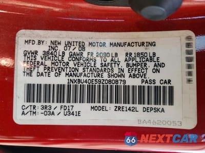 Zdjęcie 12 z 12 samochodu: 2009 TOYOTA COROLLA S VIN:1NXBU40E59Z080879 - miniatura