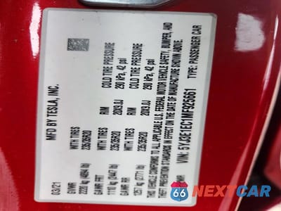 Zdjęcie 12 z 12 samochodu: 2021 TESLA MODEL 3 VIN:5YJ3E1EC1MF925661 - miniatura