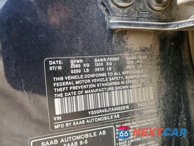 Zdjęcie 12 z 12 samochodu: 2010 SAAB 9-5 AERO VIN:YS3GR4BJ7A4002218 - miniatura
