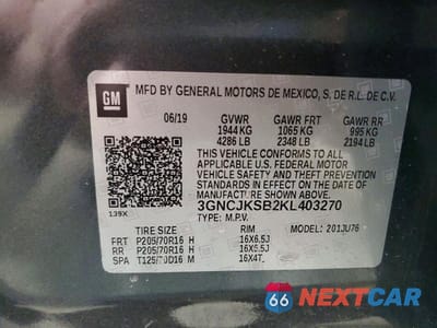 Zdjęcie 13 z 13 samochodu: 2019 CHEVROLET TRAX LS VIN:3GNCJKSB2KL403270 - miniatura