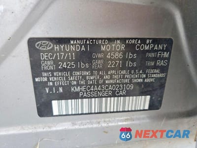 Zdjęcie 12 z 12 samochodu: 2012 HYUNDAI SONATA HYBRID VIN:KMHEC4A43CA023109 - miniatura