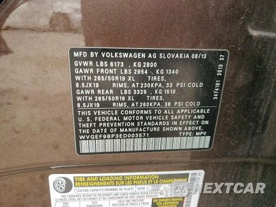 Zdjęcie 13 z 13 samochodu: 2014 VOLKSWAGEN TOUAREG V6 VIN:WVGEF9BP3ED003571 - miniatura