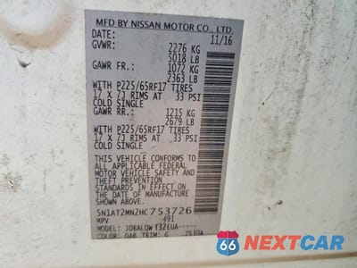 Zdjęcie 13 z 13 samochodu: 2017 NISSAN ROGUE SV VIN:5N1AT2MN2HC753726 - miniatura