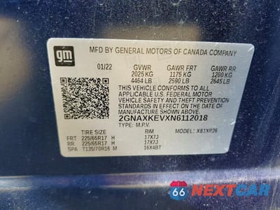 Zdjęcie 13 z 13 samochodu: 2022 CHEVROLET EQUINOX LT VIN:2GNAXKEVXN6112018 - miniatura