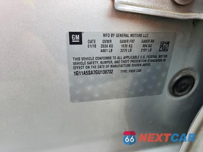Zdjęcie 12 z 12 samochodu: 2016 CHEVROLET MALIBU LIMITED LS VIN:1G11A5SA7GU138702 - miniatura