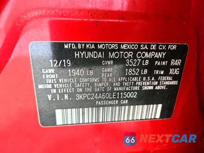 Zdjęcie 12 z 12 samochodu: 2020 HYUNDAI ACCENT SEL VIN:3KPC24A60LE115002 - miniatura