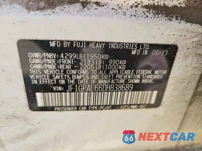 Zdjęcie 12 z 12 samochodu: 2013 SUBARU IMPREZA SPORT PREMIUM VIN:JF1GPAL66DH838689 - miniatura