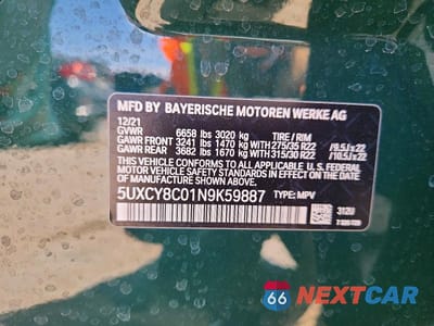 Zdjęcie 12 z 12 samochodu: 2022 BMW X6 M50I VIN:5UXCY8C01N9K59887 - miniatura