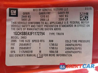Zdjęcie 12 z 12 samochodu: 2015 CHEVROLET COLORADO LT VIN:1GCHSBEA3F1172794 - miniatura