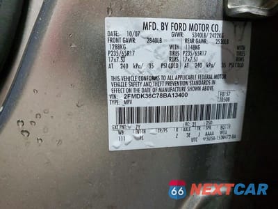 Zdjęcie 12 z 12 samochodu: 2008 FORD EDGE SE VIN:2FMDK36C78BA13400 - miniatura
