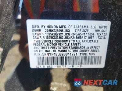 Zdjęcie 13 z 13 samochodu: 2009 HONDA PILOT EXL VIN:5FNYF48589B041791 - miniatura