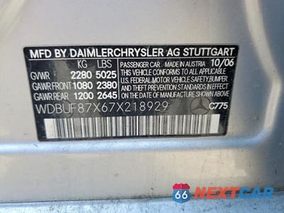 Zdjęcie 12 z 12 samochodu: 2007 MERCEDES-BENZ E 350 4MATIC VIN:WDBUF87X67X218929 - miniatura