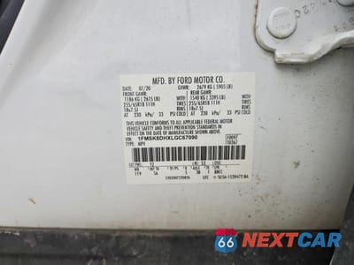 Zdjęcie 13 z 13 samochodu: 2020 FORD EXPLORER XLT VIN:1FMSK8DHXLGC67090 - miniatura