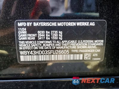 Zdjęcie 12 z 12 samochodu: 2025 BMW I4 XDRIVE 40 VIN:WBY43HD03SFU26605 - miniatura