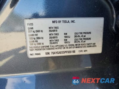 Zdjęcie 12 z 12 samochodu: 2023 TESLA MODEL Y VIN:7SAYGAEE5PF935196 - miniatura