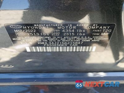 Zdjęcie 12 z 12 samochodu: 2022 HYUNDAI SONATA LIMITED VIN:KMHL34J21NA215847 - miniatura