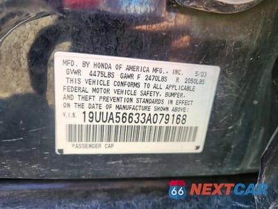 Zdjęcie 13 z 13 samochodu: 2003 ACURA 3.2TL VIN:19UUA56633A079168 - miniatura