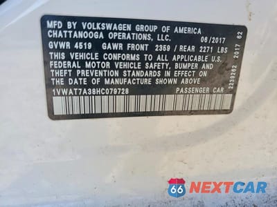 Zdjęcie 13 z 13 samochodu: 2017 VOLKSWAGEN PASSAT S VIN:1VWAT7A38HC079728 - miniatura