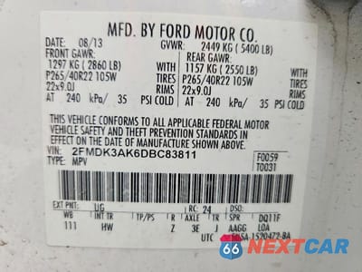 Zdjęcie 13 z 13 samochodu: 2013 FORD EDGE SPORT VIN:2FMDK3AK6DBC83811 - miniatura