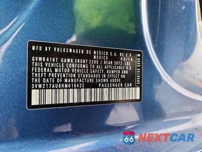 Zdjęcie 13 z 13 samochodu: 2017 VOLKSWAGEN GOLF S VIN:3VW217AU8HM016422 - miniatura