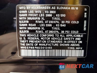 Zdjęcie 13 z 13 samochodu: 2016 VOLKSWAGEN TOUAREG SPORT VIN:WVGEF9BP8GD012463 - miniatura