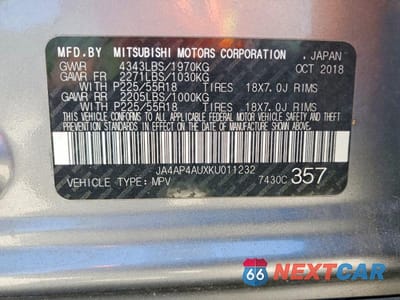 Zdjęcie 13 z 13 samochodu: 2019 MITSUBISHI OUTLANDER SPORT SE VIN:JA4AP4AUXKU011232 - miniatura