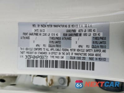 Zdjęcie 12 z 12 samochodu: 2023 MAZDA 3 SELECT VIN:3MZBPABM4PM368731 - miniatura