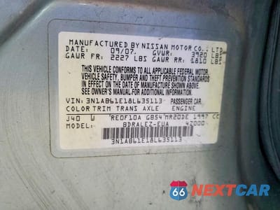 Zdjęcie 12 z 12 samochodu: 2008 NISSAN SENTRA 2.0 VIN:3N1AB61E18L635113 - miniatura