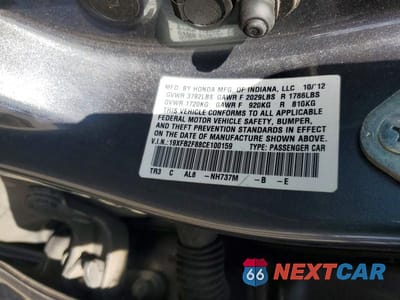 Zdjęcie 13 z 13 samochodu: 2012 HONDA CIVIC EX VIN:19XFB2F88CE100159 - miniatura