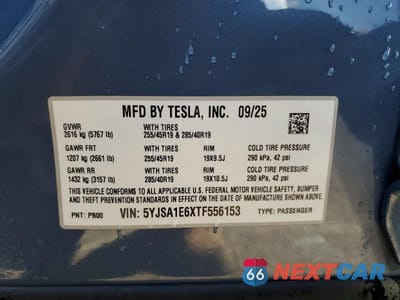 Zdjęcie 12 z 12 samochodu: 2026 TESLA MODEL S VIN:5YJSA1E6XTF556153 - miniatura