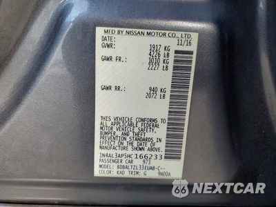 Zdjęcie 12 z 12 samochodu: 2017 NISSAN ALTIMA 2.5 SL VIN:1N4AL3AP5HC166233 - miniatura