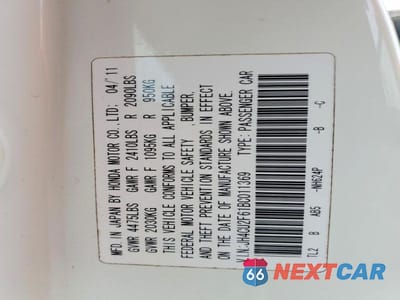 Zdjęcie 12 z 12 samochodu: 2011 ACURA TSX VIN:JH4CU2F61BC011369 - miniatura
