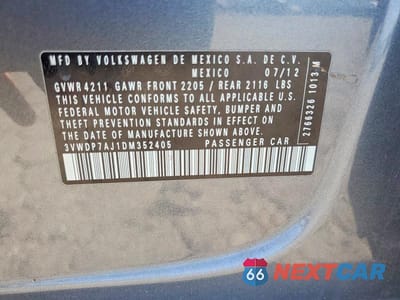 Zdjęcie 12 z 12 samochodu: 2013 VOLKSWAGEN JETTA SE VIN:3VWDP7AJ1DM352405 - miniatura