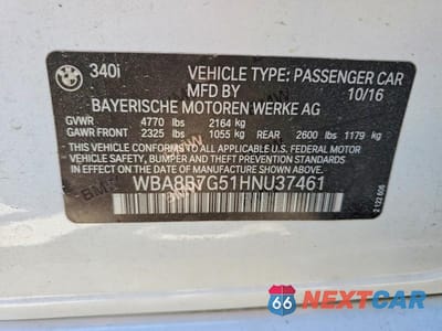 Zdjęcie 12 z 12 samochodu: 2017 BMW 340 XI VIN:WBA8B7G51HNU37461 - miniatura