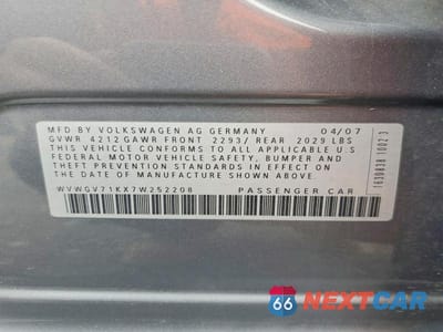 Zdjęcie 13 z 13 samochodu: 2007 VOLKSWAGEN NEW GTI VIN:WVWGV71KX7W252208 - miniatura