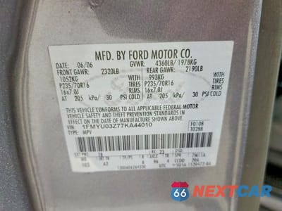 Zdjęcie 13 z 13 samochodu: 2007 FORD ESCAPE XLT VIN:1FMYU03Z77KA44010 - miniatura