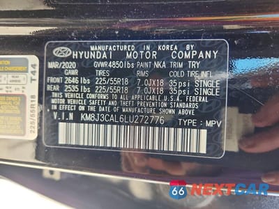 Zdjęcie 13 z 13 samochodu: 2020 HYUNDAI TUCSON SEL VIN:KM8J3CAL6LU272776 - miniatura