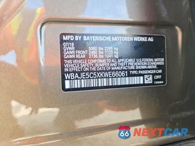 Zdjęcie 13 z 13 samochodu: 2019 BMW 540 I VIN:WBAJE5C5XKWE66061 - miniatura