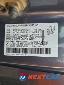 Zdjęcie 13 z 13 samochodu: 2019 HONDA CR-V EX VIN:5J6RW1H53KA048286 - miniatura